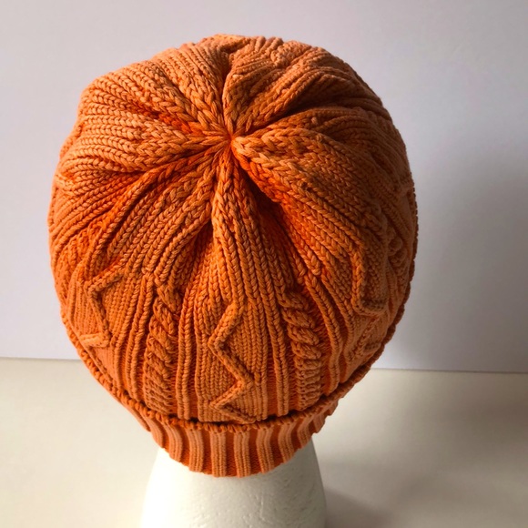 Free People Stormi Wahed Beanie Cable Knit Orange-NWT - Picture 2 of 8